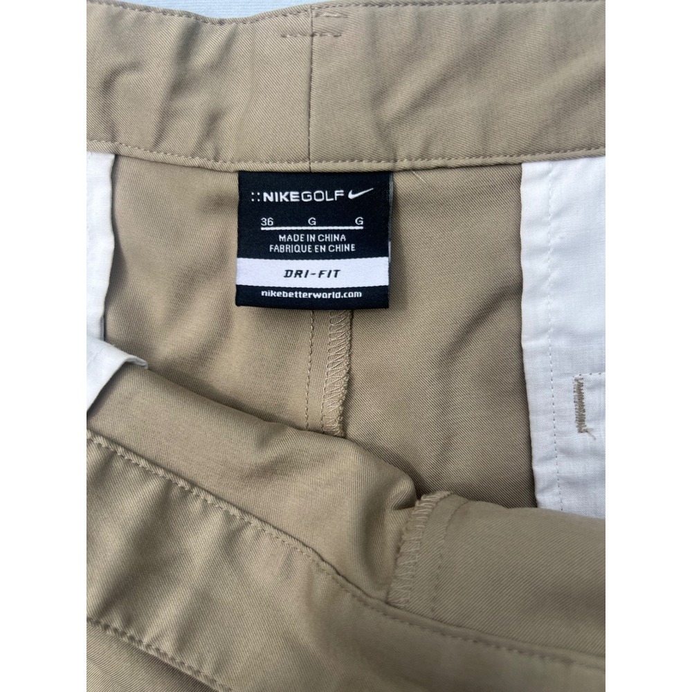 Nike Golf Dri-FIT Shorts Mens 36 Khaki Tan Flat Front Performance Golfing - Picture 2 of 5